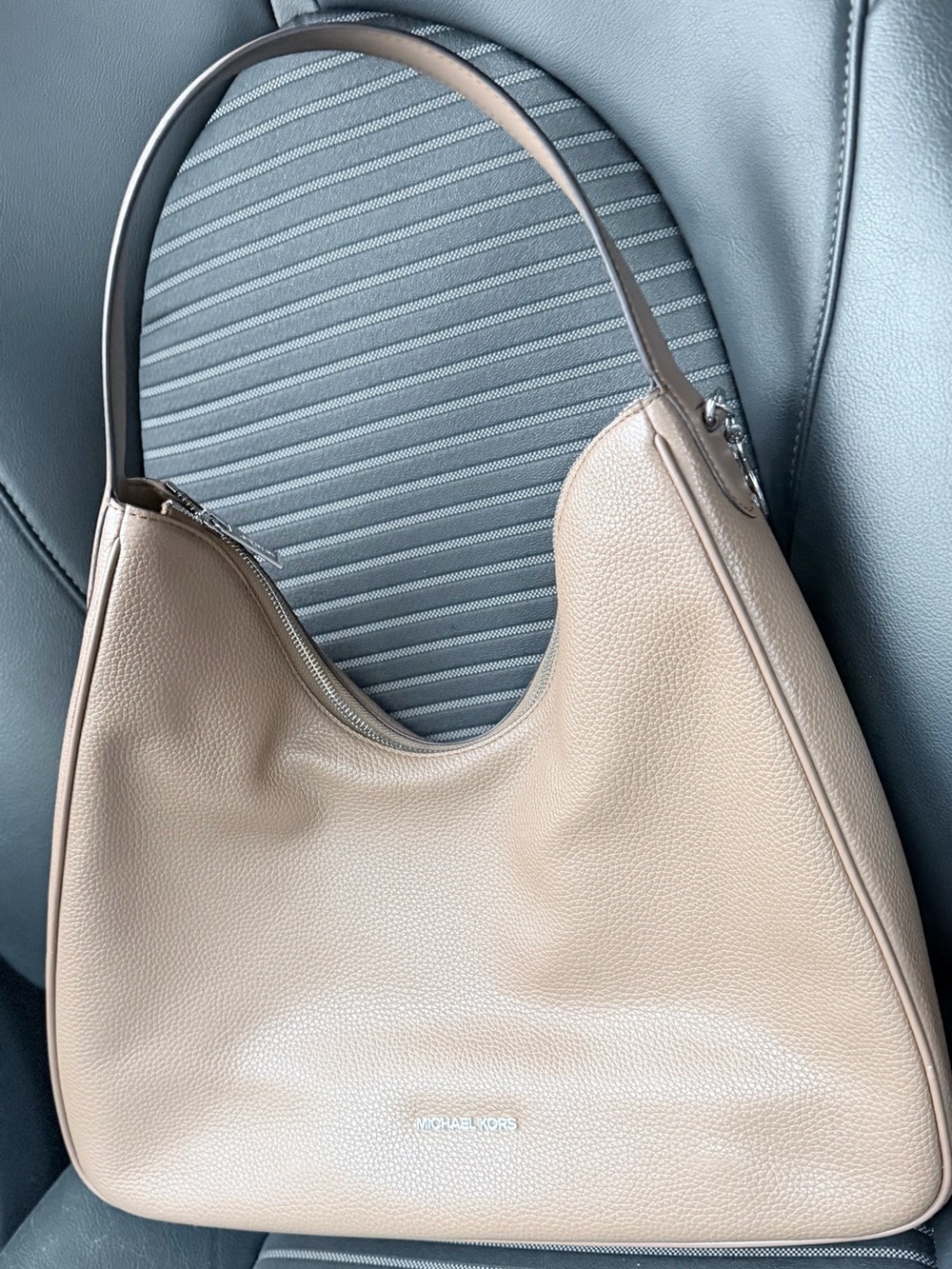 Michael Kors Nude Pebbled Leather Shoulder Hobo